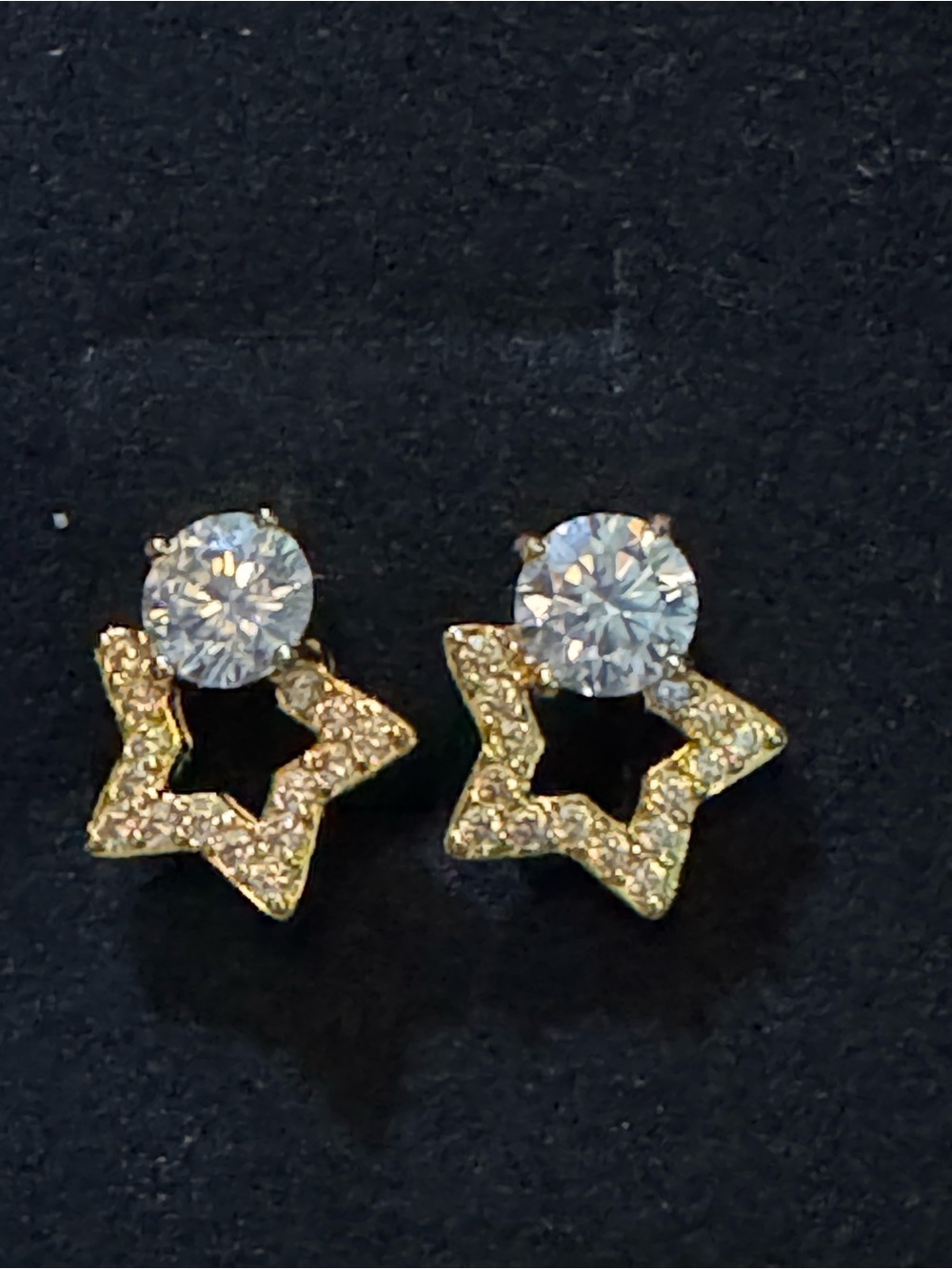 18k Gold plater Star Moissanite Stud Earrings - Women's Jewelry